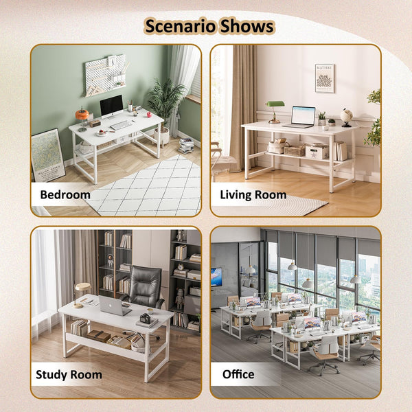 Computer Desk Table Study With Shelf Black Home Office Desks