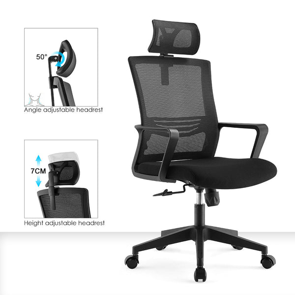 Office Chair High Back Ergonomic Swivel Computer Gaming Black Grey Office Chairs