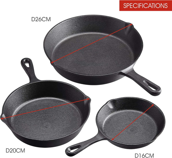 Cookware Sets Frying Cast Iron Pans Dish 16/20/26Cm Frying & Grill Pans