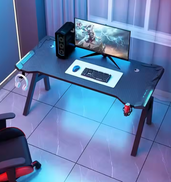 Gaming Desk With Led Lights Computer K Shaped 120 X 60 Home Office Desks