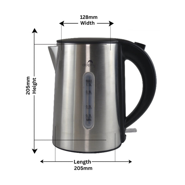 1.0L Brushed Silver Stainless Steel Kettle Kettles