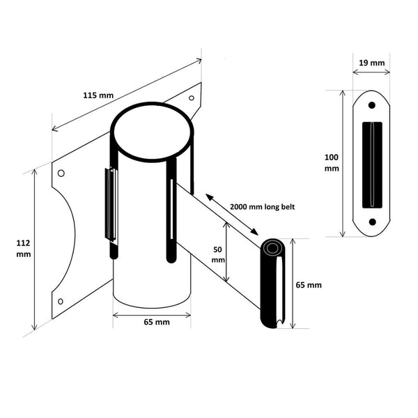 Wall Mounted Retractable Queue Barrier Belt Safety Cones Posts Barriers