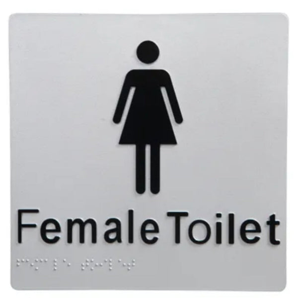 Female Toilet Braille Sign Blue / White Plaques & Signs
