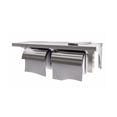 Stainless Steel Twin Toilet Roll Holder With Shelf Toilet Paper Holders & Storage