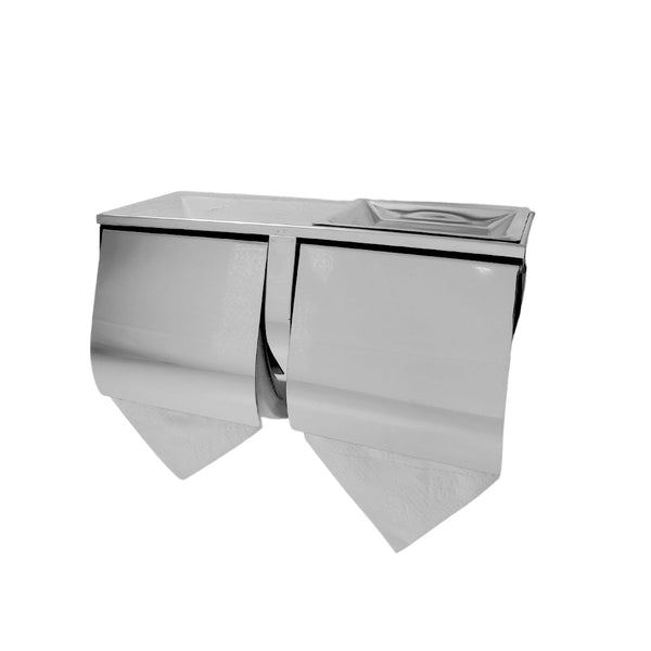 Ss Double Toilet Roll Holder With Shelf Toilet Paper Holders & Storage