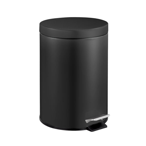 5L Round Stainless Steel Pedal Bin Black Rubbish Bins
