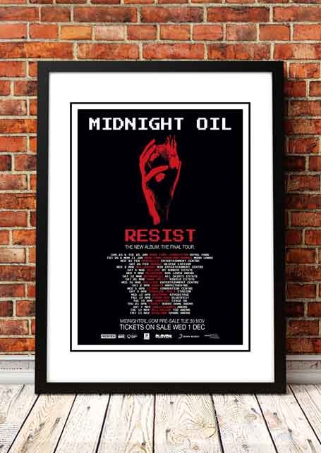Smart Artists Memorabilia Midnight Oil 'Resist' Tour Poster 2022 Framed Posters & Prints