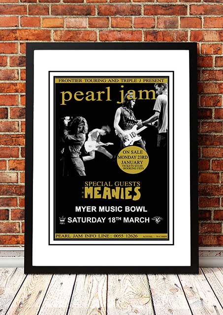 Smart Artists Memorabilia Pearl Jam 'Myer Music Bowl' Melbourne Australian Tour Poster 1995 Framed Posters & Prints