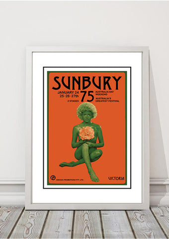 Sunbury 'Music Festival' Poster 1975 Framed White A3 Posters & Prints