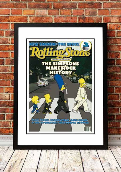 The Simpsons 'Abbey Rd' Or 'Nevermind' Rolling Stone Magazine Cover Framed A4 Posters & Prints