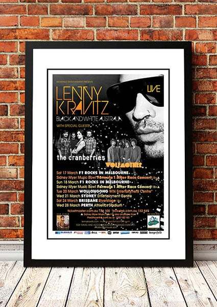 Lenny Kravitz Black And White' Australian Tour Poster 2012 Framed A4 Posters & Prints