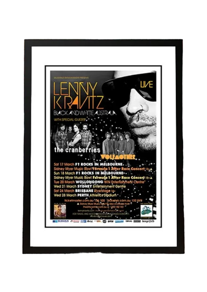 Lenny Kravitz Black And White' Australian Tour Poster 2012 Framed A4 Posters & Prints