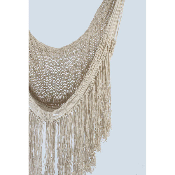 Mayan Legacy Fringed Cotton Rope Mexican Hammock Swing From Mexico In Ivory Hammocks