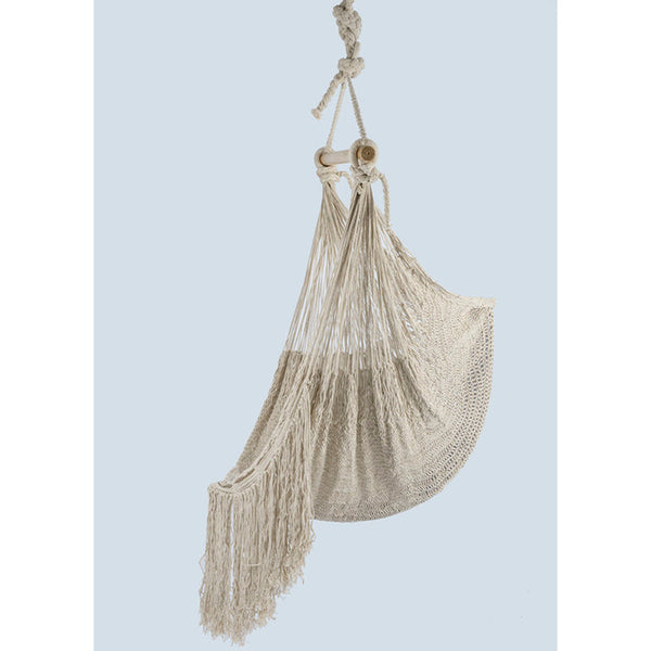 Mayan Legacy Fringed Cotton Rope Mexican Hammock Swing From Mexico In Ivory Hammocks