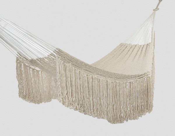 Ivory Cascade Handwoven Rope Mexican Hammock King Size Hammocks