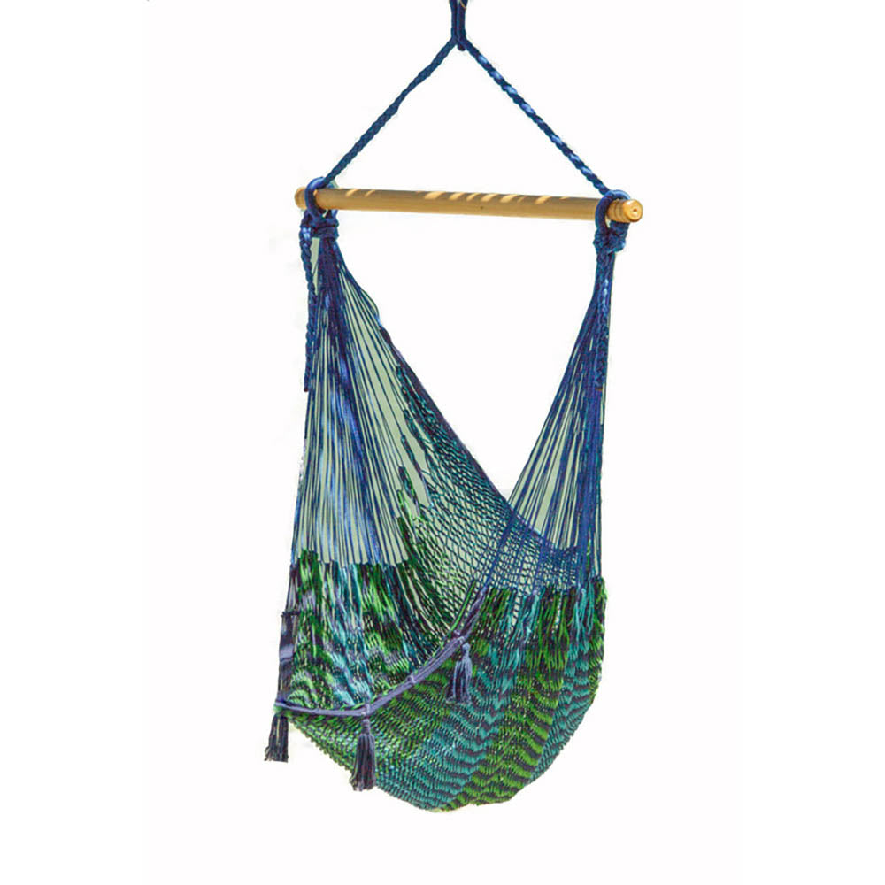 Mayan Legacy Extra Large Outdoor Cotton Mexican Hammock Chair In Caribe Colour Hammocks
