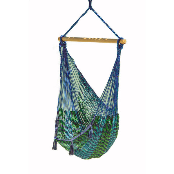 Mayan Legacy Extra Large Outdoor Cotton Mexican Hammock Chair In Caribe Colour Hammocks