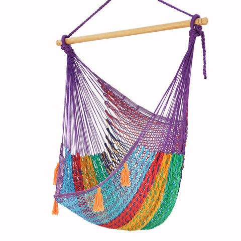 Mayan Legacy Extra Large Outdoor Cotton Mexican Hammock Chair In Colorina Colour Hammocks
