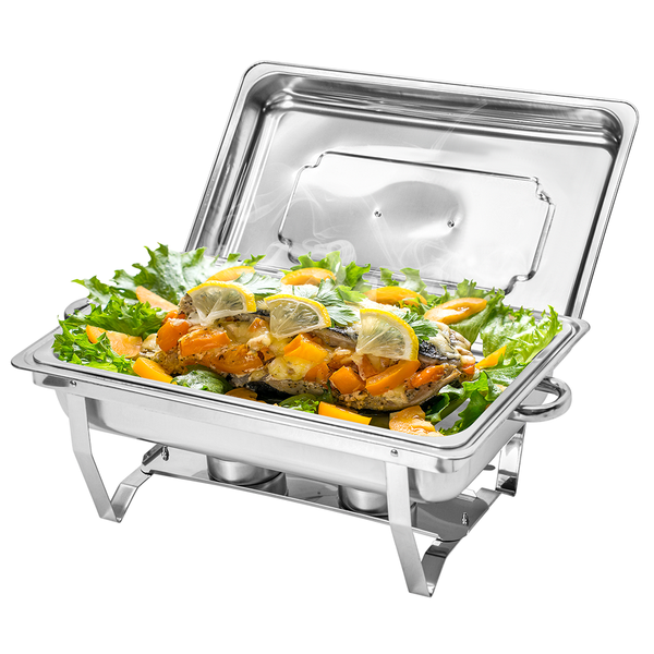 Alston 9Lx1 Food Buffet Warmer Pan Bain Marie Bow Chafing Dish Insulated Stainless Steel Stackable Tray Catering Server Set With Lid Party Banquet Din