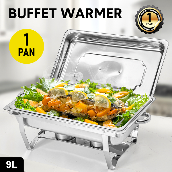 Alston 9Lx1 Food Buffet Warmer Pan Bain Marie Bow Chafing Dish Insulated Stainless Steel Stackable Tray Catering Server Set With Lid Party Banquet Din