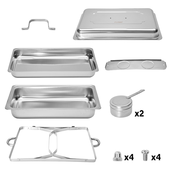 Alston 9Lx1 Food Buffet Warmer Pan Bain Marie Bow Chafing Dish Insulated Stainless Steel Stackable Tray Catering Server Set With Lid Party Banquet Din