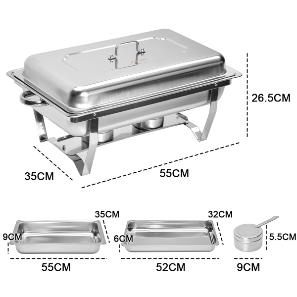 Alston 9Lx1 Food Buffet Warmer Pan Bain Marie Bow Chafing Dish Insulated Stainless Steel Stackable Tray Catering Server Set With Lid Party Banquet Din