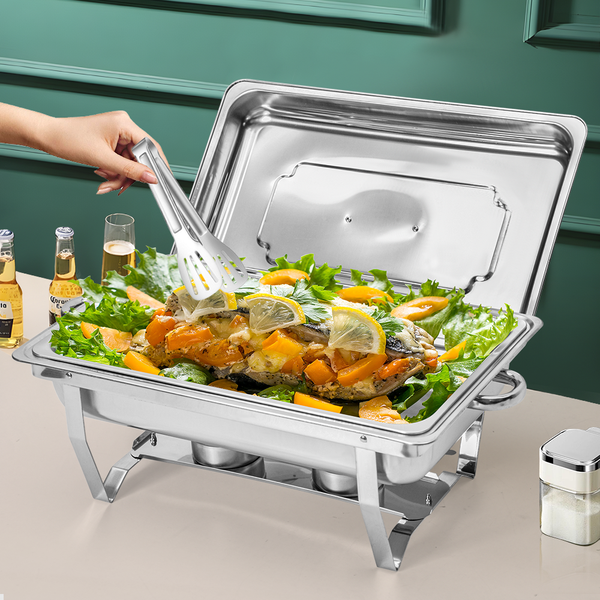 Alston 9Lx1 Food Buffet Warmer Pan Bain Marie Bow Chafing Dish Insulated Stainless Steel Stackable Tray Catering Server Set With Lid Party Banquet Din
