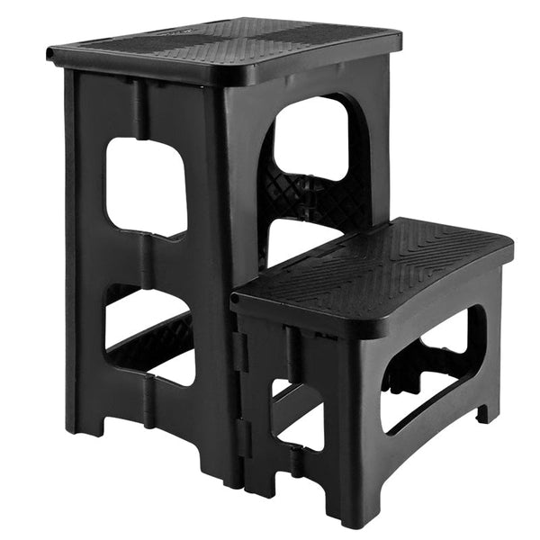 Multipurpose Portable Folding 2 Step Stool Non Slip Pp Collapsible Ladder For Office Garage Library Closet Bathroom Kitchen Household Car Rv Ladders