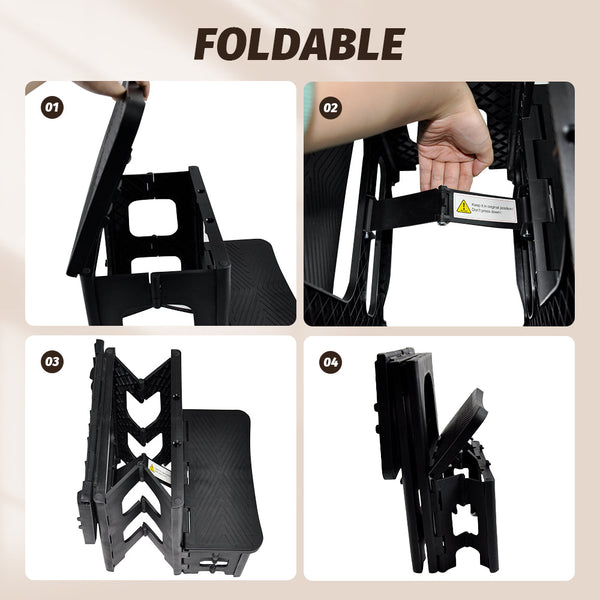 Multipurpose Portable Folding 2 Step Stool Non Slip Pp Collapsible Ladder For Office Garage Library Closet Bathroom Kitchen Household Car Rv Ladders