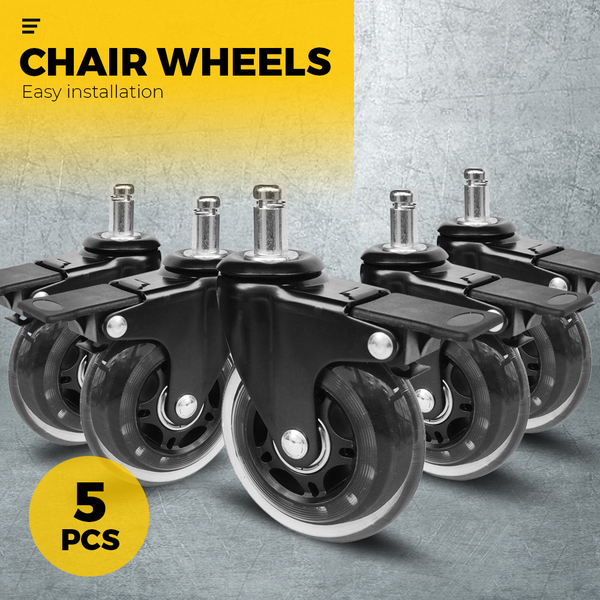 5 Pcs Office Chair Casters 360 Rotatable Replacement Wheels With Locks Castor Wheels