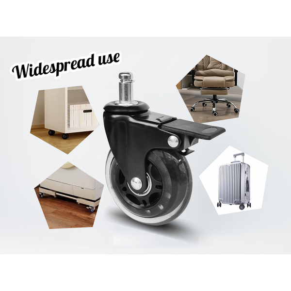 5 Pcs Office Chair Casters 360 Rotatable Replacement Wheels With Locks Castor Wheels