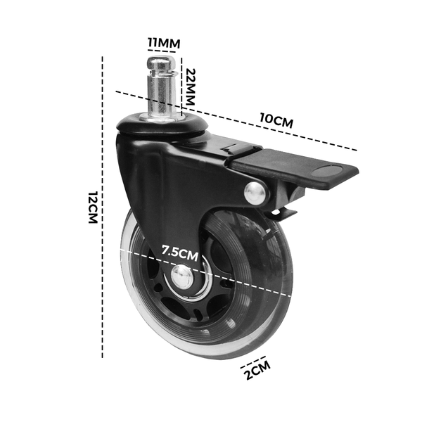 5 Pcs Office Chair Casters 360 Rotatable Replacement Wheels With Locks Castor Wheels