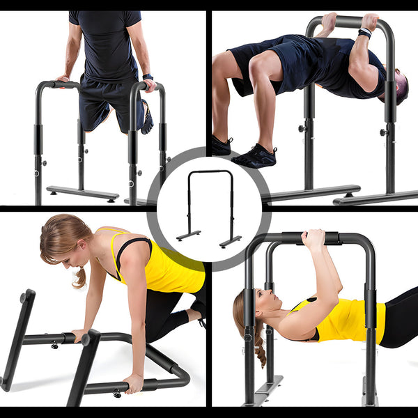 Set Of 2 Functional Fitness Dip Stands Station Height Adjustable Bars Portable Parallettes Calisthenics Equipment Safety For Home Gym Strength Trainin