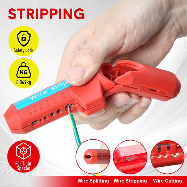 Wire Stripper Ergonomic Curved Handle Cable Stripping Splitting Cut Tool Wide Ranges With 6 Size Planer Holes For Electrical Hand Crimpers & Strippers