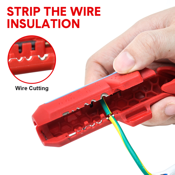 Wire Stripper Ergonomic Curved Handle Cable Stripping Splitting Cut Tool Wide Ranges With 6 Size Planer Holes For Electrical Hand Crimpers & Strippers
