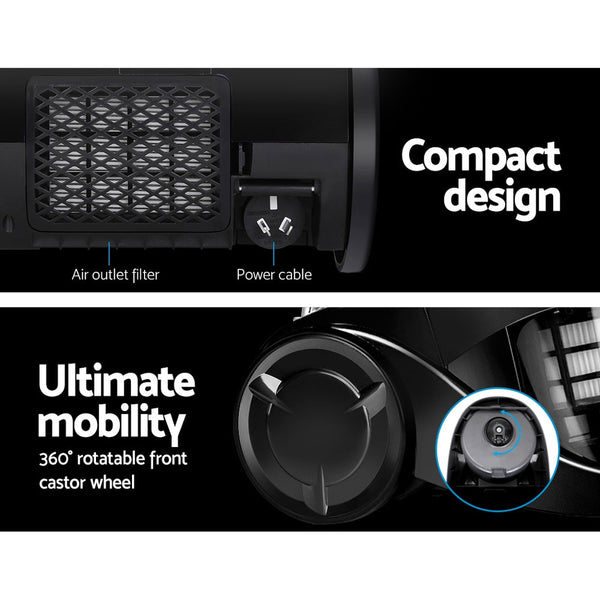 Devanti 2200W Bagless Vacuum Cleaner Black Vacuum Cleaners