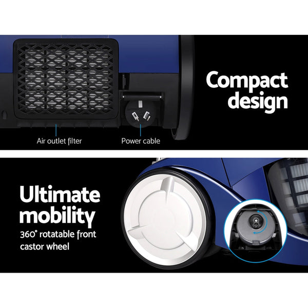 Devanti 2200W Bagless Vacuum Cleaner Blue Vacuum Cleaners