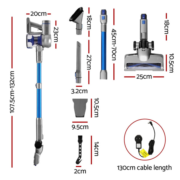 Devanti 300W Stick Vacuum Cleaner Cordless Self Standing Vacuum Cleaners