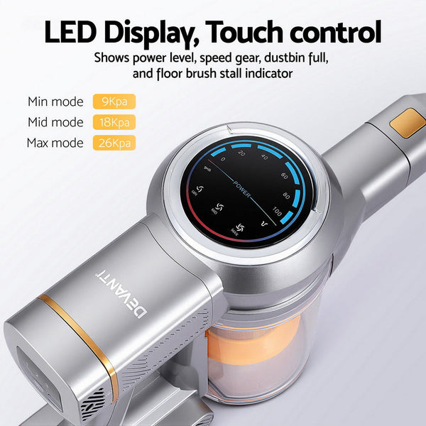 Devanti 300W Stick Vacuum Cleaner Cordless Self Standing Golden Vacuum Cleaners