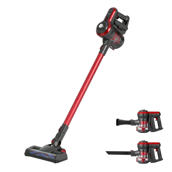 Devanti Stick Vacuum Cleaner Brushless Cordless 250W Red Vacuum Cleaners