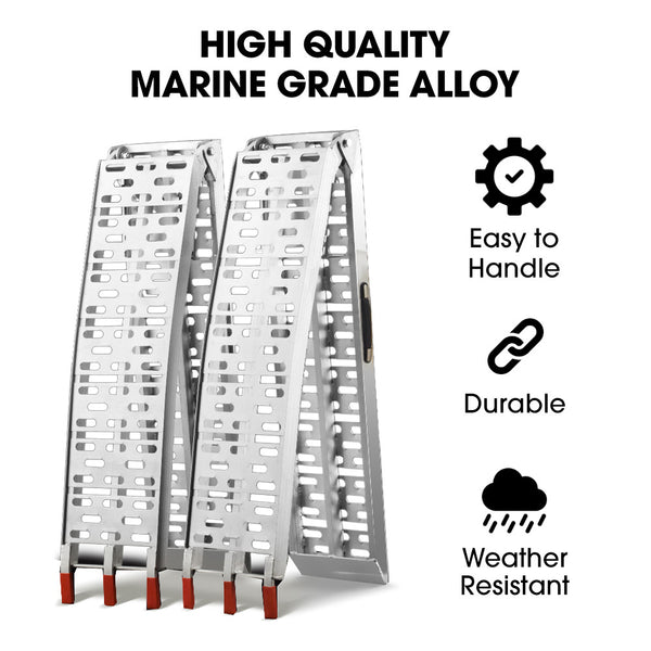 Bullet 2.3M Aluminium Loading Ramps 680Kg Rated For Trailer Atv Quad Bike Buggy Pieces Motorbike Ramps
