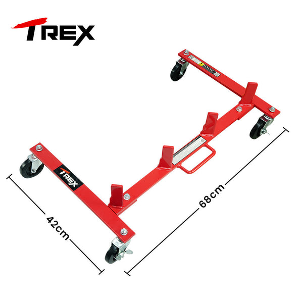 T Rex Vehicle Positioning Jack Storage Rack Stand Heavy Duty Design With Locking Castor Wheels Workshop Dollies