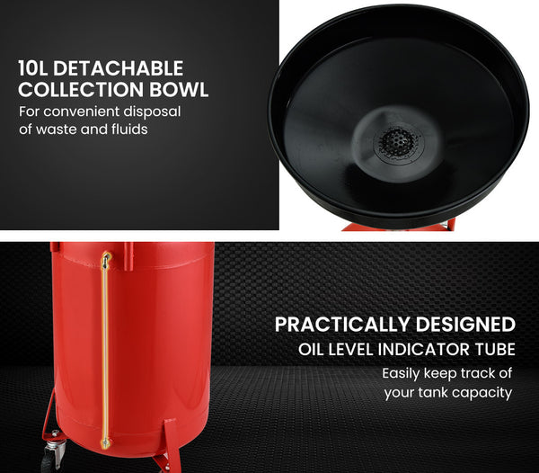 Trex Rex 60L Mobile Waste Oil Drainer Tank Telescopic For Car Engine Workshop Other Shop Equipment