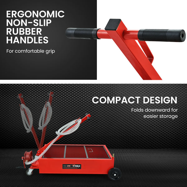 T Rex 76L Low Level Mobile Truck Waste Oil Fluid Drainer Pan Hand Pump For Workshop Other Shop Equipment