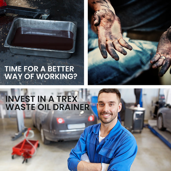 T Rex 76L Low Level Mobile Truck Waste Oil Fluid Drainer Pan Hand Pump For Workshop Other Shop Equipment