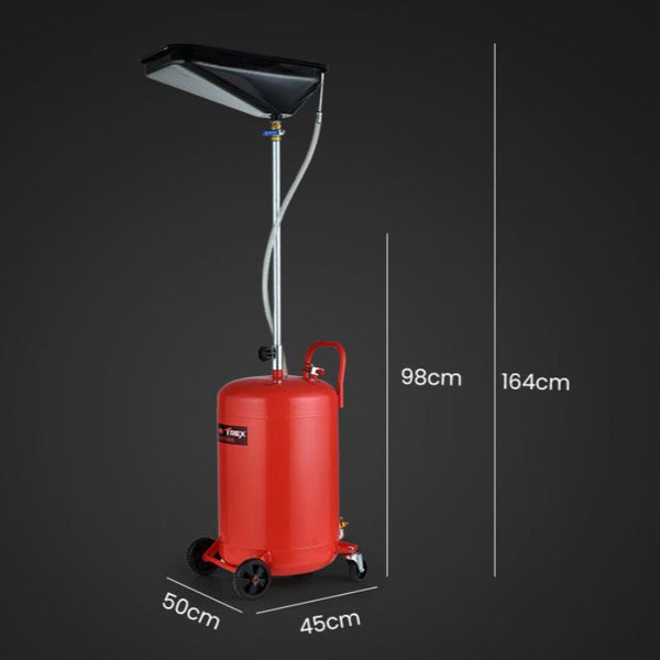 T Rex 80L Mobile Waste Oil Drainer Telescopic With Air Compressor Fitting For Workshop Other Shop Equipment
