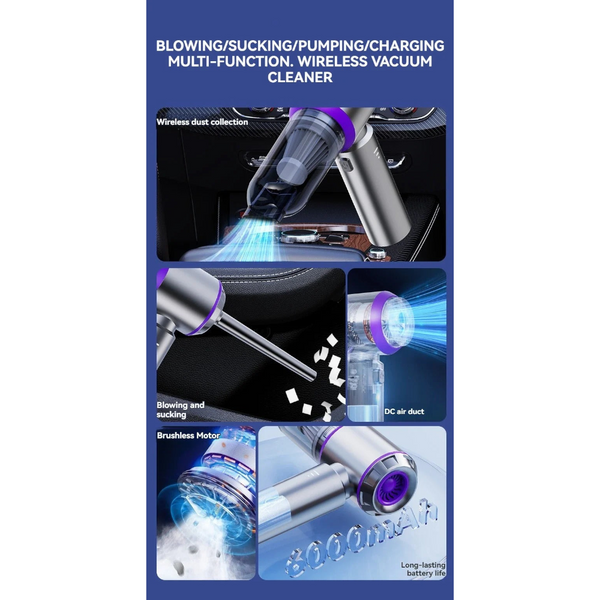 Grey Mini Handheld Portable Vacuum Cleaner 2In1 Car Appliance Vacuum Cleaners