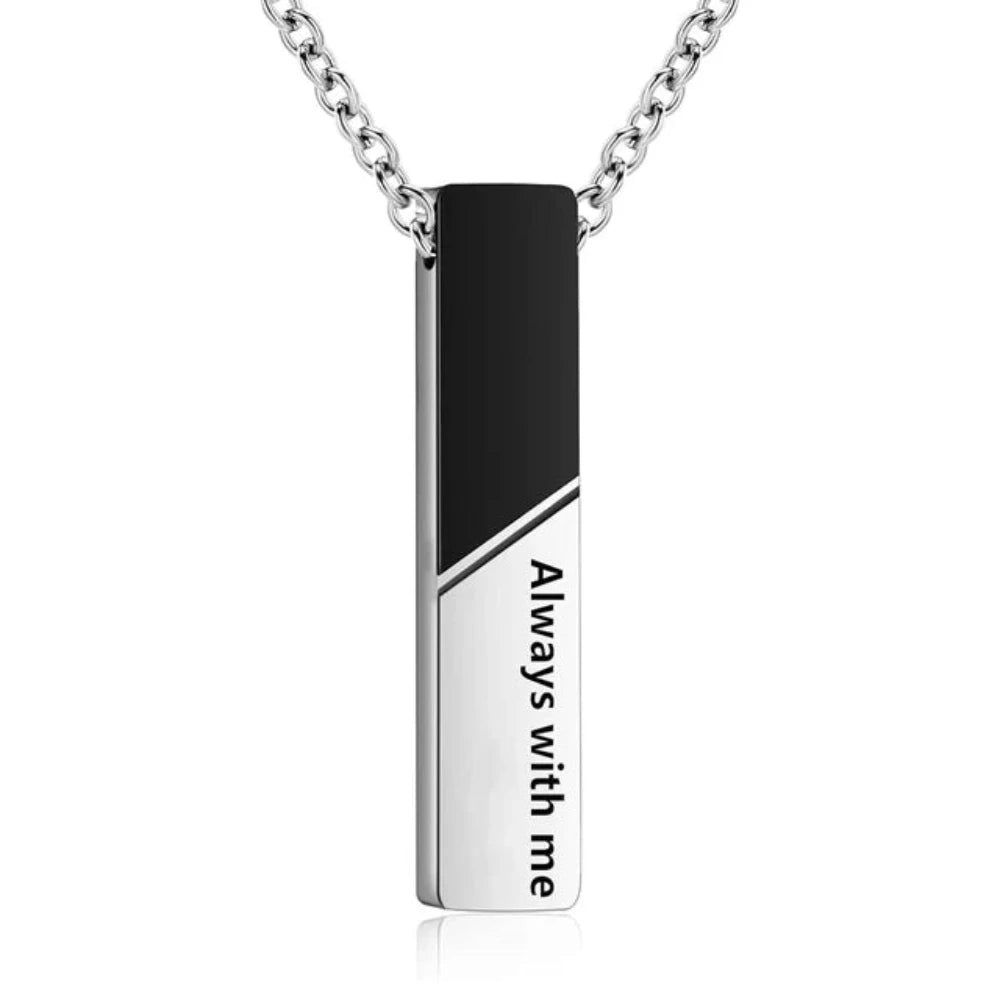Veile Studios Vertical Bar Cremation Jewelry Urn Necklace For Ashes Stainless Steel Pendant Necklaces & Pendants
