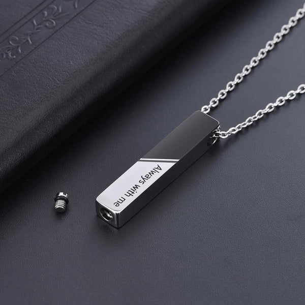 Veile Studios Vertical Bar Cremation Jewelry Urn Necklace For Ashes Stainless Steel Pendant Necklaces & Pendants