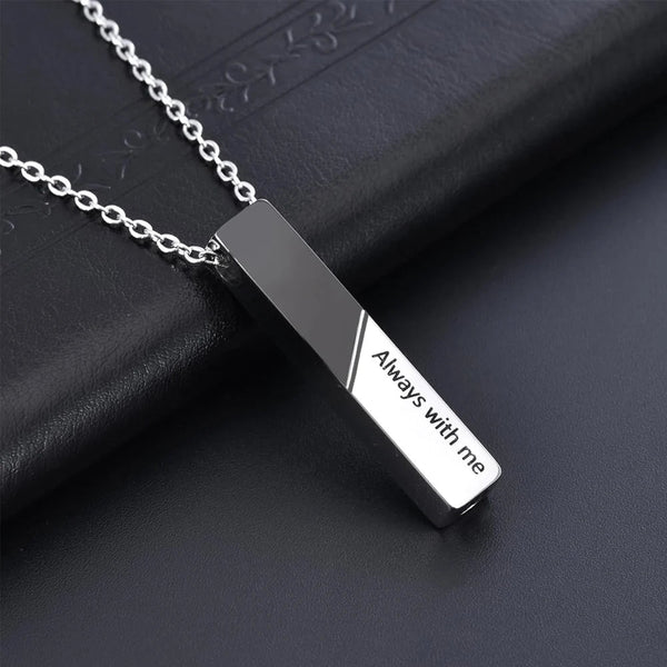 Veile Studios Vertical Bar Cremation Jewelry Urn Necklace For Ashes Stainless Steel Pendant Necklaces & Pendants